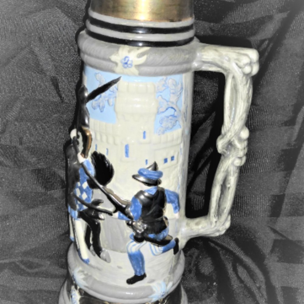 14" BEER STEIN Hand Made & Painted Signed Mary Howroyd Armored Knight Collectibl
